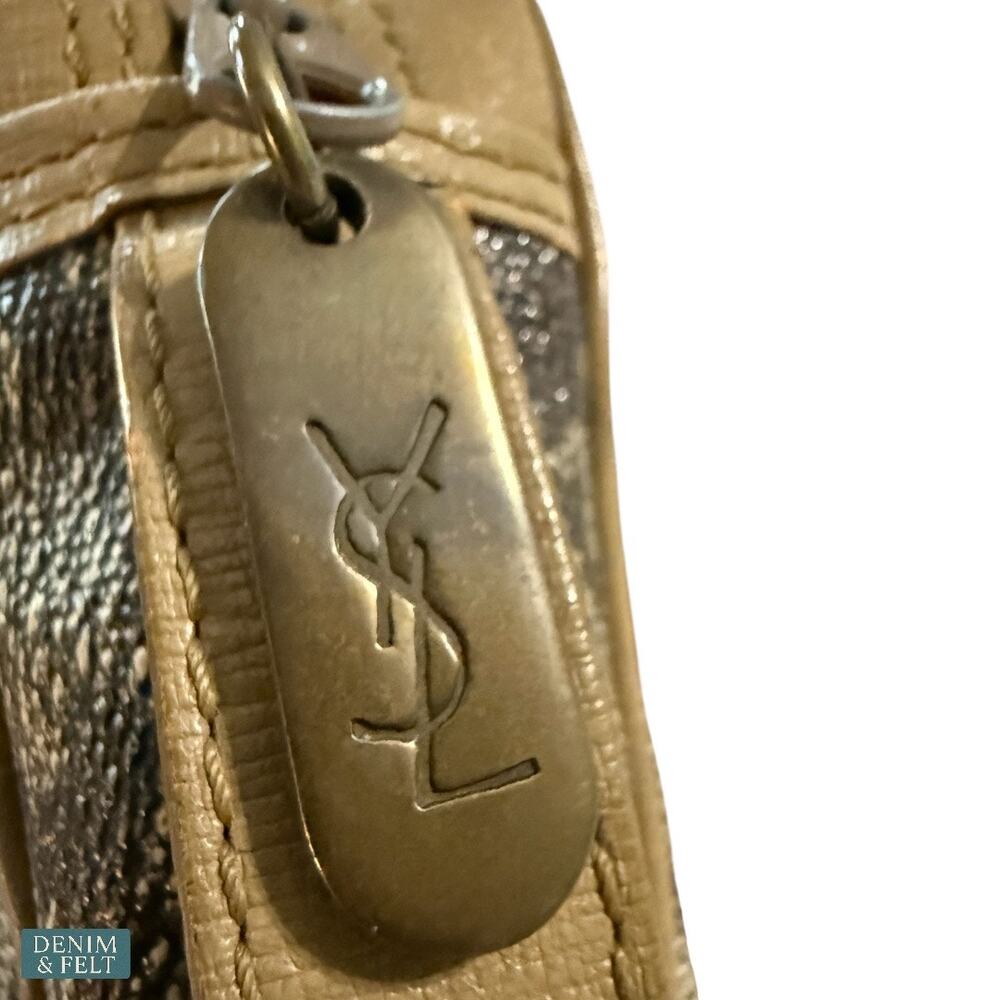 Yves Saint Laurent Monogram Giraffe Print Canvas Clutch Makeup Bag Beige Gray - Picture 12 of 12